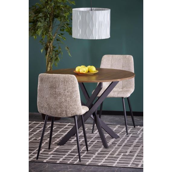 Okrúhly jedálenský stôl EDGAR, čierna/orech