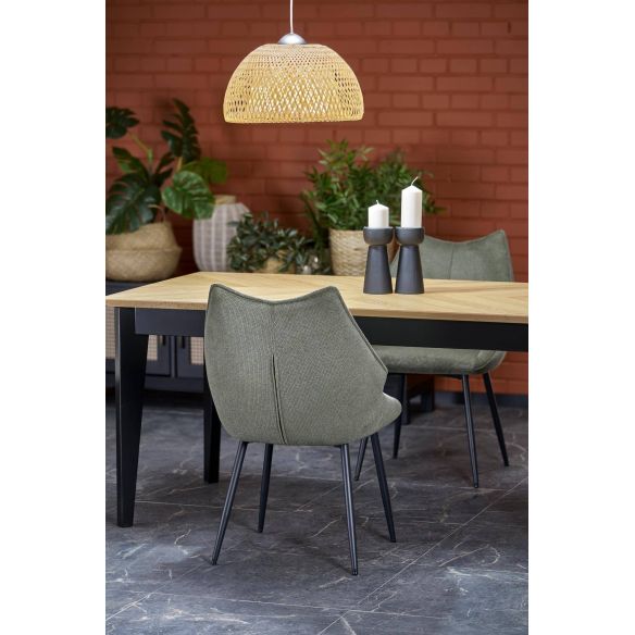 Jedálenský stôl rozkladací EDMONDO BLACK, čierna/dub prírodný