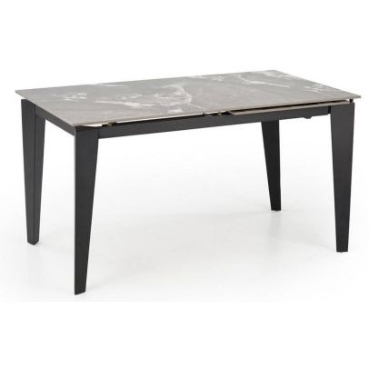 Jedálenský stôl rozkladací FELIX, čierna/sivý mramor