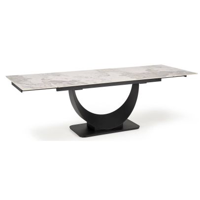 Jedálenský stôl rozkladací FERNANDO, čierna/biely marmur