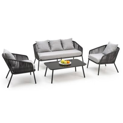 Záhradné sedenie ROCCA 3+1+1, tmavo sivá/svetlo sivá