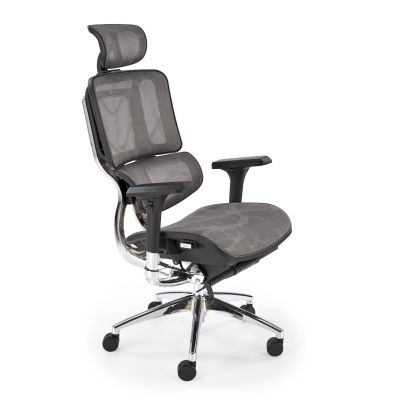 Ergonomická stolička ETHAN, chróm/sivá