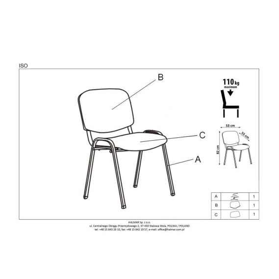 Konferenčná stolička ISO, čierna/sivá