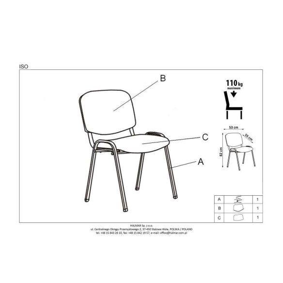 Konferenčná stolička ISO, čierna/sivá