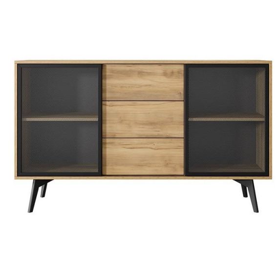 Obývačka SLIDE, čierna/dub barokový zlatý