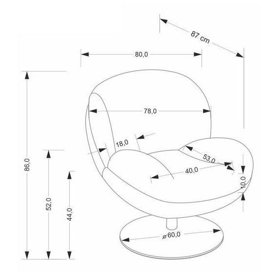 Kreslo do obývačky SHELL, sivá lapit 06