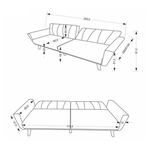 Pohovka LARIX, sivá