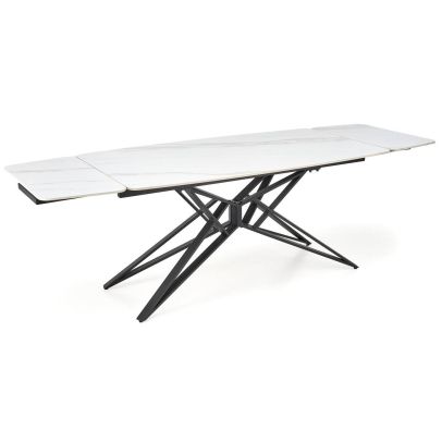 Jedálenský stôl rozkladací ALFREDO, čierna/biely mramor