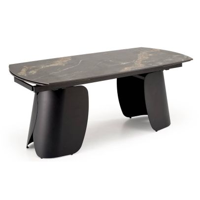 Jedálenský stôl rozkladací FORUM, čierna/čierny mramor
