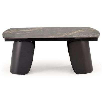 Jedálenský stôl rozkladací FORUM, čierna/čierny mramor 2