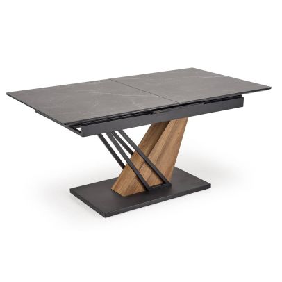 Jedálenský stôl rozkladací VOLANT 140, čierna+dub zlatý/čierny mramor