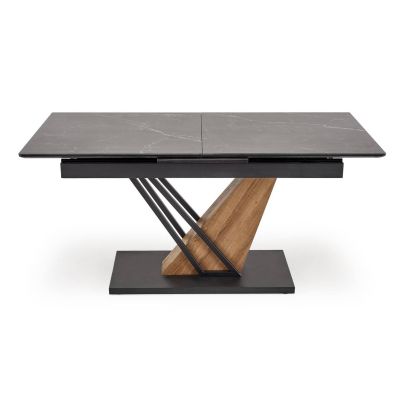 Jedálenský stôl rozkladací VOLANT 160, čierna+dub zlatý/čierny mramor 2