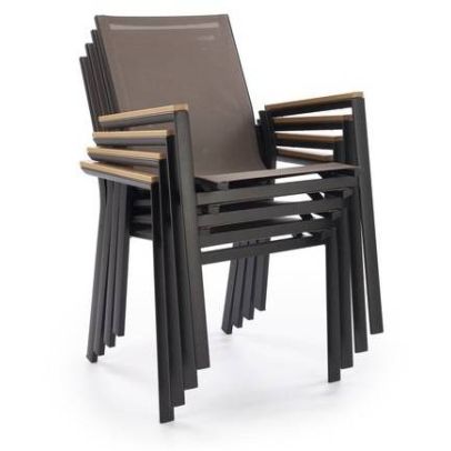 Záhradné kreslo FIERRO, čierna/sivá/hnedá 2