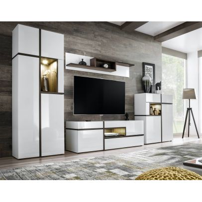 Obývačka CROSS , biely mat/biely lesk/perla elm