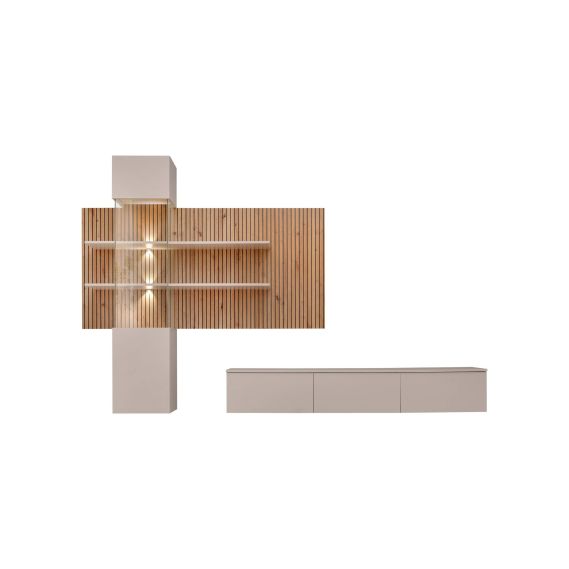 Obývačka GUSTO LUX B, dub artisan/kašmír/čierna