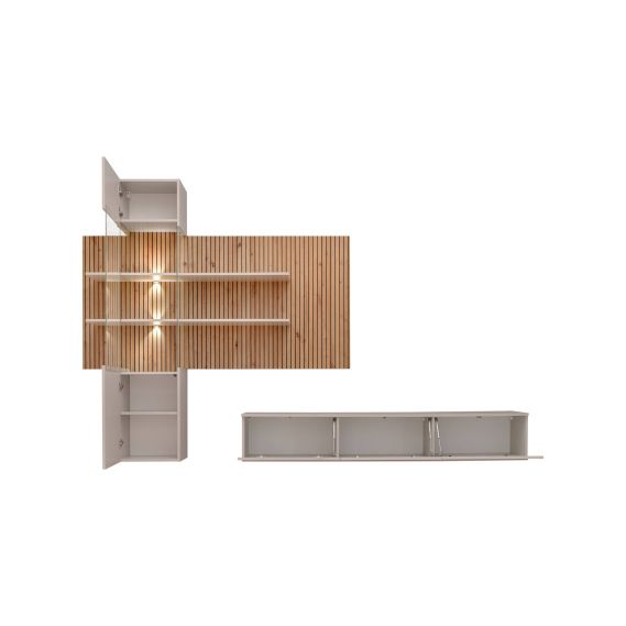 Obývačka GUSTO LUX B, dub artisan/kašmír/čierna