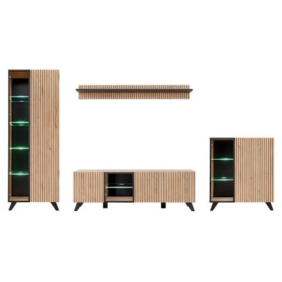 Obývačka LIAM, dub hickory jackson/čierny mat 2