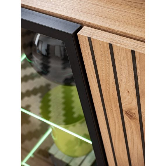 Obývačka LIAM, dub hickory jackson/čierny mat