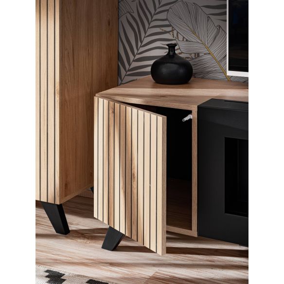 Obývačka LIAM, dub hickory jackson/čierny mat