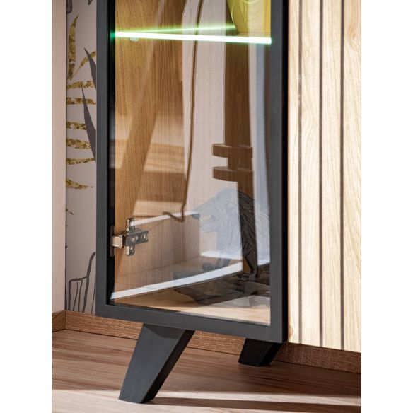 Obývačka LIAM, dub hickory jackson/čierny mat