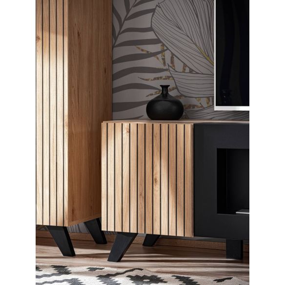 Obývačka LIAM, dub hickory jackson/čierny mat