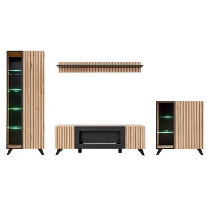 Obývačka LIAM K, dub hickory jackson/čierny mat 2