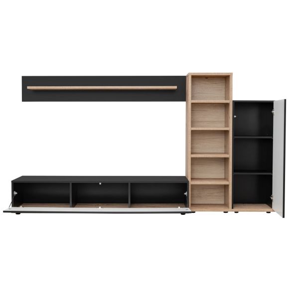 Obývačka SILK III, dub ribbeck/čierny mat