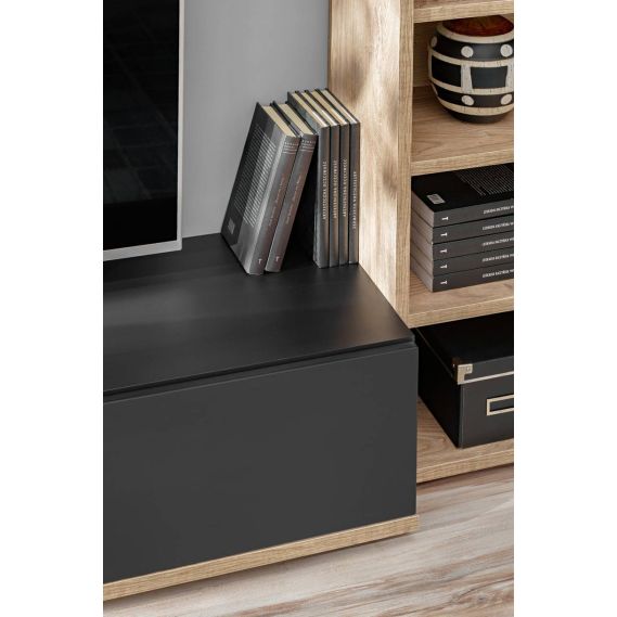 Obývačka SILK III, dub ribbeck/čierny mat