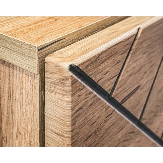 Obývačka SWITCH IX LAMEL, dub wotan/čierny lesk