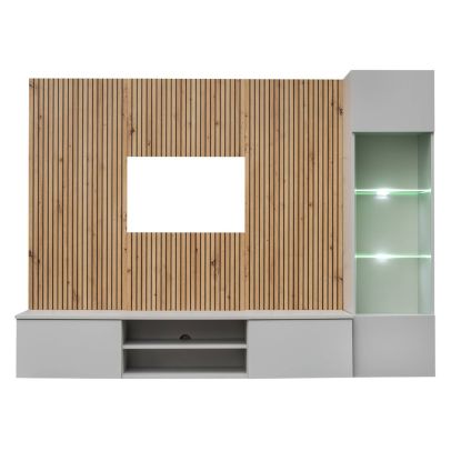 Obývačka XARI L, dub artisan/perla grey/čierny pás 2