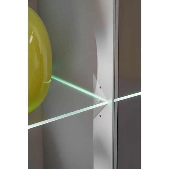 Obývačka XARI L, dub artisan/perla grey/čierny pás