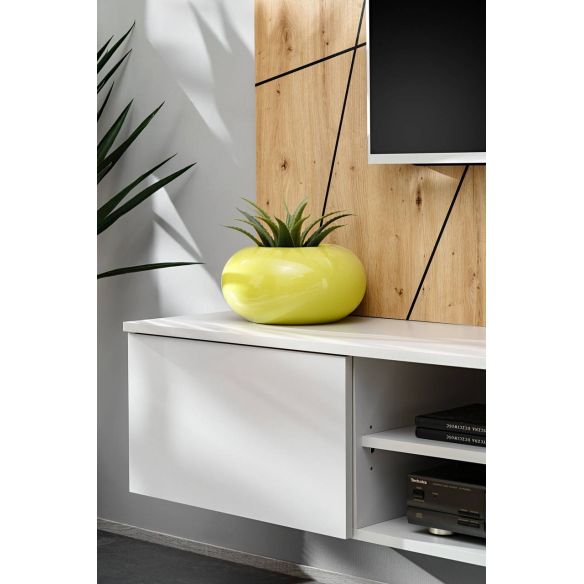 Obývačka XARI G2, dub artisan/perla grey/čierny pás