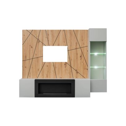 Obývačka XARI G-K, dub artisan/perla grey/čierny pás 2