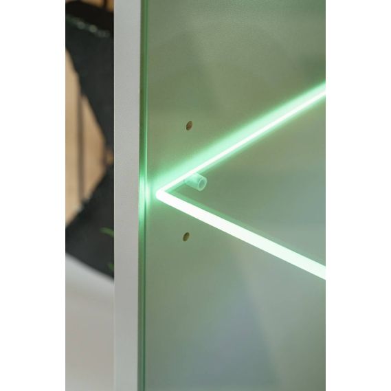 Obývačka XARI G-K, dub artisan/perla grey/čierny pás