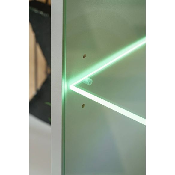 Obývačka XARI G-K, dub artisan/perla grey/čierny pás