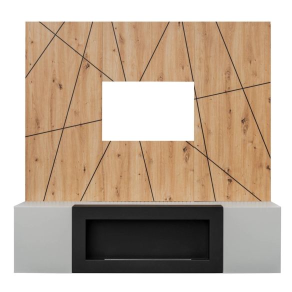 Obývačka XARI G2-K, dub artisan/perla grey/čierny pás