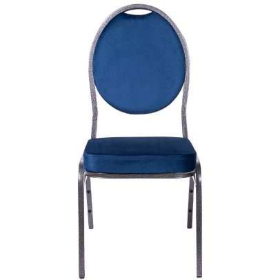 Banketová stolička HERMAN DELUXE, 560 čierna-strieborná/modrý velúr 2
