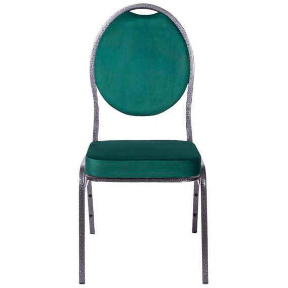 Banketová stolička HERMAN DELUXE, 540 čierna-strieborná/zelený velúr