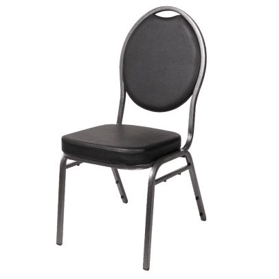 Banketová stolička HERMAN DELUXE EKO, 166 čierna-strieborná/čierna eko-koža