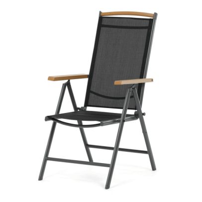 Záhradná stolička, hliník, sieťovina, šedá, AZC-W1408 GREY