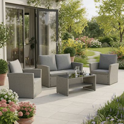 Záhradná sedacia súprava, polyratan, šedá, AZS-A1523 GREY 2