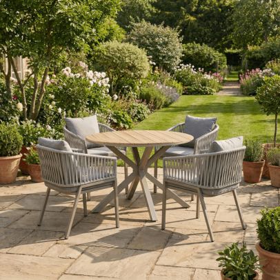 Záhradný stôl 110x110cm, hliník, polywood, béžová, AZT-S1430 CRM 2