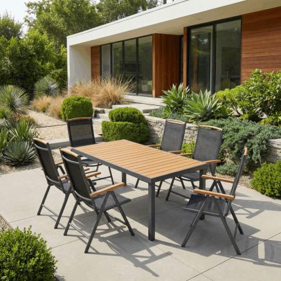 Záhradný stôl 190x90cm, hliník, polywood, šedá, AZT-W1408 GREY 2