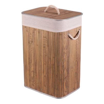 Kôš na bielizeň - bambusový, s vekom, tmavo šedý