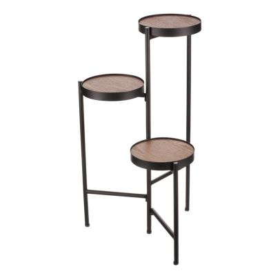 Stojan na kvety - 3 poschodový, kovový s MDF (dyha jaseň) 2