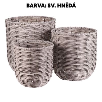 Obal z umelého ratanu - kovová konštrukcia, sv. hnedý, cena za sadu 3 ks