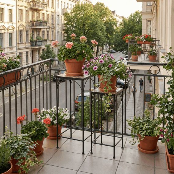 Stojan na kvety 28x28x70cm, keramika, šedá, US1701