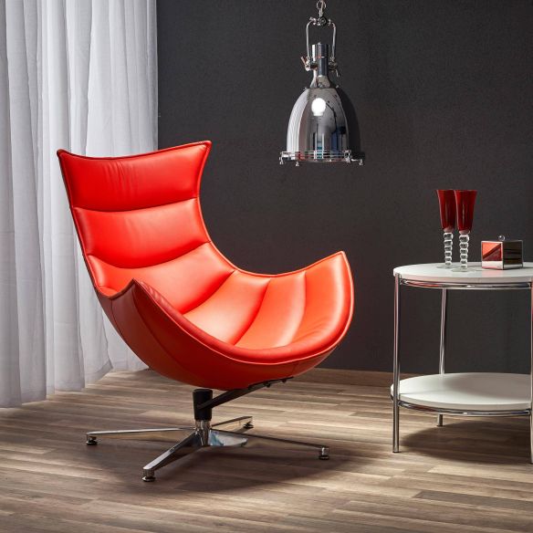 Relaxačné kreslo LUXOR, chróm/červená